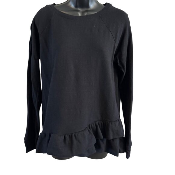Loft Women’s Top M Ruffle Hem Long Sleeve Pullover Sweatshirt - Picture 1 of 6